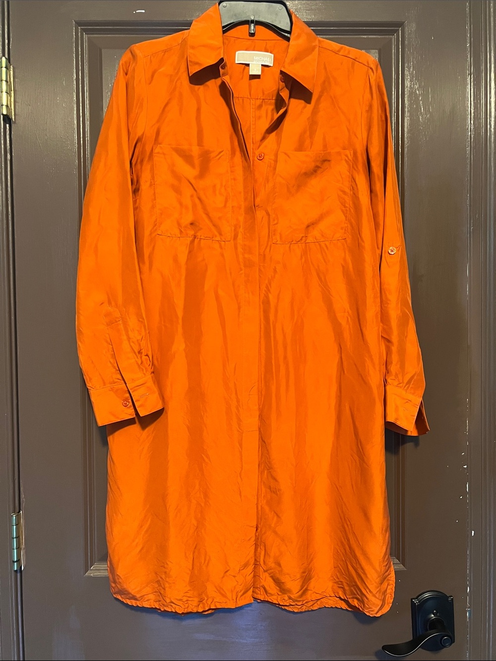 Michael Kors S Bright Orange Silk Shirt Dress